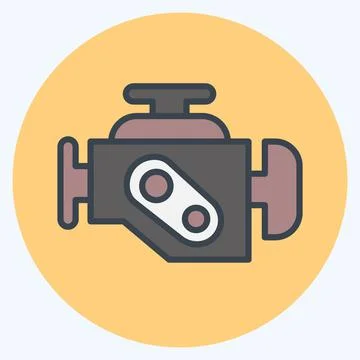Icon Engine Warning. suitable for Automotive symbol. color mate style. simple Stock Illustration