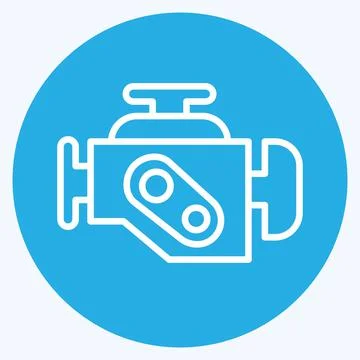 Icon Engine Warning. suitable for Automotive symbol. blue eyes style. simple  Stock Illustration