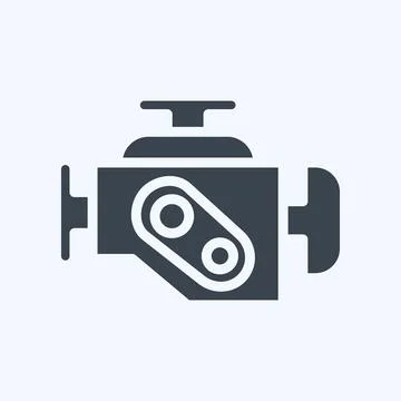 Icon Engine Warning. suitable for Automotive symbol. glyph style. simple desi Stock Illustration