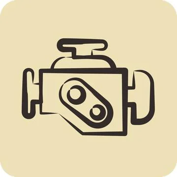 Icon Engine Warning. suitable for Automotive symbol. hand drawn style. simp.. Stock Illustration