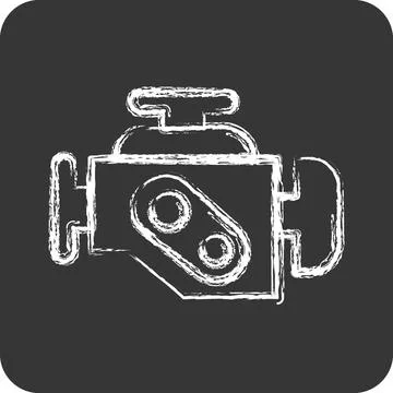 Icon Engine Warning. suitable for Automotive symbol. chalk Style. simple de.. Stock Illustration