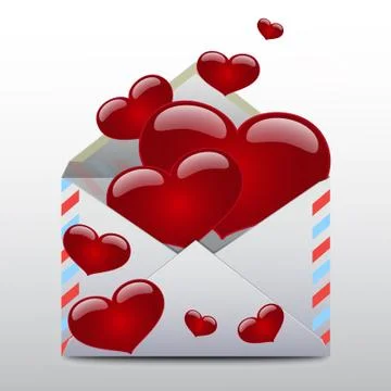 Icon Envelope and Hearts, concept Love, Valentine's Day Stock Illustration