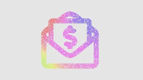 Icon envelope open dollar is made up of LED square shapes that shimmer and Vídeo Stock 297245027