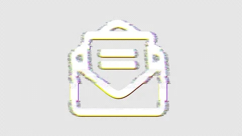 Icon envelope open text is distorted. Glitch. Noise, chromatic aberration, Stock Footage 302818144