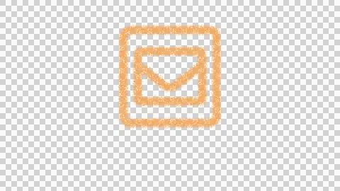 Icon envelope square is made of yellow grains of sand. Some grains of sand fall Stock Illustration