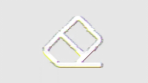 Icon eraser is distorted. Glitch. Noise, chromatic aberration, geometric Video stock 302817804