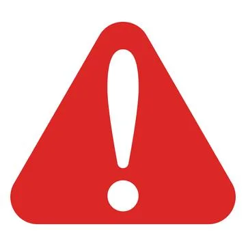 Icon error red triangle, digital button, alert warning caution sticker Stock Illustration