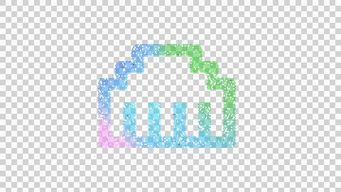 Icon ethernet is made up of LED square shapes. There are bright diodes and there Stock Illustration