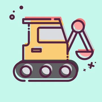 Icon Excavator. related to Building Material symbol. MBE style. simple desi.. Ilustración de archivo
