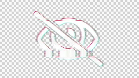 Icon eye slash is distorted. Glitch. Noise, chromatic aberration, geometric Stock Illustration