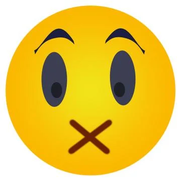 Icon with face expression and closed mouth, silence and no talking. Illustrat Illustration