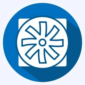Icon Fan. suitable for Computer Components symbol. long shadow style. simple  Stock Illustration