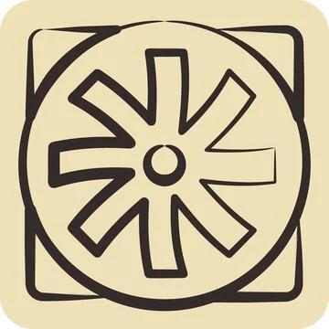 Icon Fan. suitable for Computer Components symbol. hand drawn style. simple.. Stock Illustration
