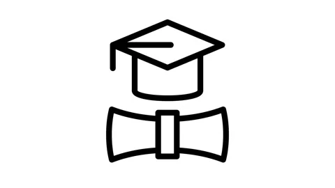 Icon featuring a graduation cap and bow tie, symbolizing education and cele.. Stock Footage 334998308