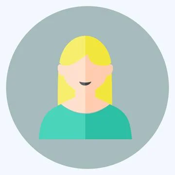 Icon Female User. suitable for Web Interface symbol. flat style. simple desig Illustrazione stock