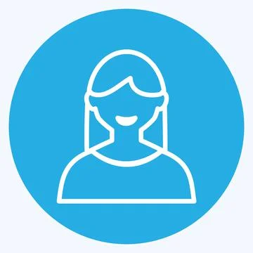 Icon Female User. suitable for Web Interface symbol. blue eyes style. simple  Stock Illustration