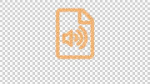 Icon file audio is made of yellow grains of sand. Some grains of sand fall down. Illustrazione stock