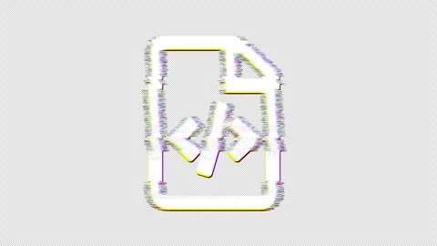 Icon file code is distorted. Glitch. Noise, chromatic aberration, geometric Stock Footage 302957944