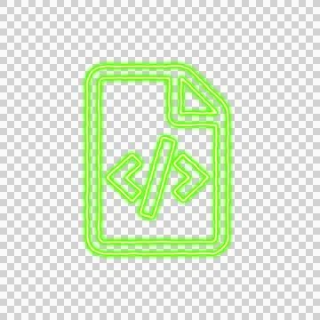 Icon file code from the flow of energy of green color. Shimmering neon Stock Illustration