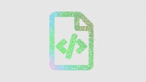 Icon file code is made up of LED square shapes that shimmer and flicker. There Stock Footage 292476889