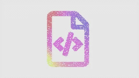 Icon file code is made up of LED square shapes that shimmer and flicker. There Stock Footage 292478020