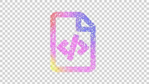 Icon file code is made up of LED square shapes. There are bright diodes and Stock Illustration