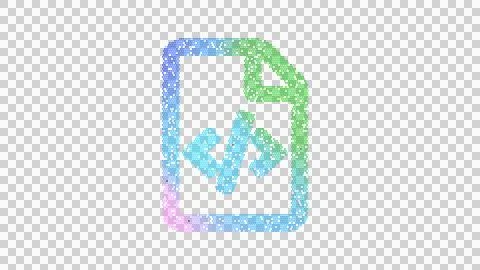 Icon file code is made up of LED square shapes. There are bright diodes and Stock Illustration