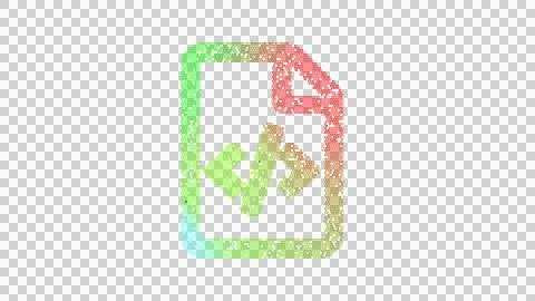 Icon file code is made up of LED square shapes. There are bright diodes and Stock Illustration