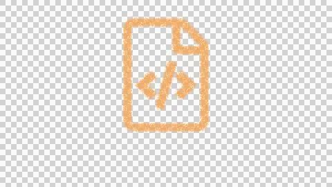 Icon file code is made of yellow grains of sand. Some grains of sand fall down. 스톡 일러스트