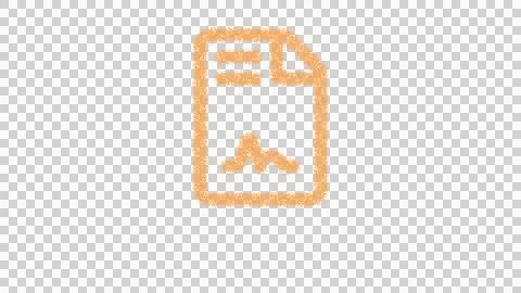 Icon file contract is made of yellow grains of sand. Some grains of sand fall Illustrazione stock