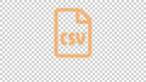 Icon file csv is made of yellow grains of sand. Some grains of sand fall down. Stock Illustration