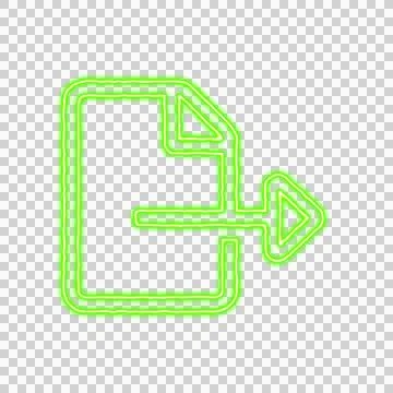 Icon file export from the flow of energy of green color. Shimmering neon Stock Illustration