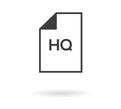 Icon of file with HQ text - high quality, black silhouette on white Stock Illustration