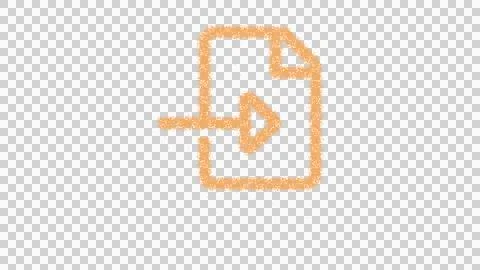 Icon file import is made of yellow grains of sand. Some grains of sand fall Illustrazione stock