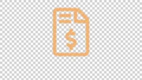 Icon file invoice dollar is made of yellow grains of sand. Some grains of sand Stock Illustration