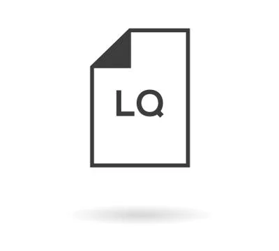 Icon of file with LQ text - low quality, black silhouette on white Stock Illustration