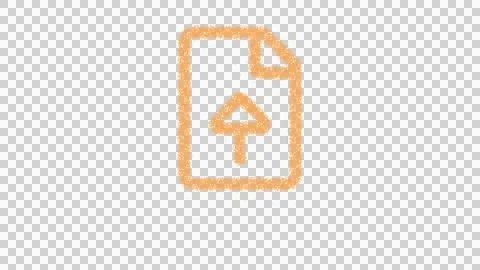 Icon file upload is made of yellow grains of sand. Some grains of sand fall Stock Illustration