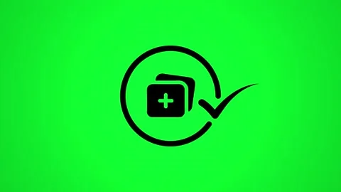 Icon of files with plus sign and checkmark animated on green screen backgro.. Stock Footage 346498111