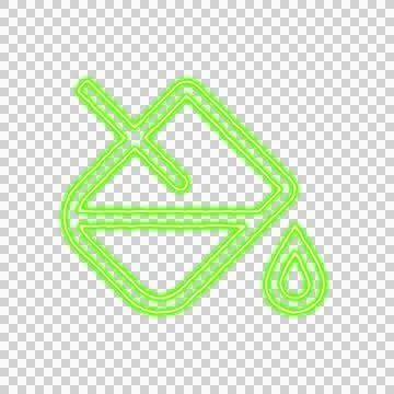 Icon fill drip from the flow of energy of green color. Shimmering neon Stock Illustration