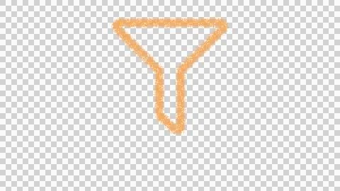 Icon filter is made of yellow grains of sand. Some grains of sand fall down. Ilustração Stock