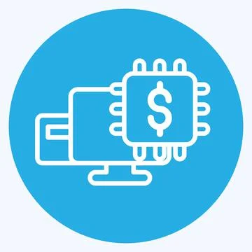 Icon Fintech Technology. suitable for education symbol. blue eyes style. simp Stock Illustration