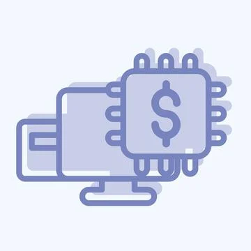 Icon Fintech Technology. suitable for education symbol. two tone style. simpl Stock Illustration