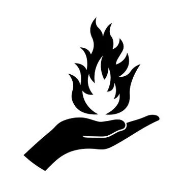 Icon fire on the hand Stock Illustration