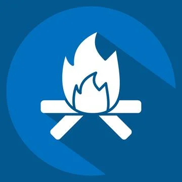 Icon Fire. related to American Indigenous symbol. long shadow style. simple.. Stock Illustration