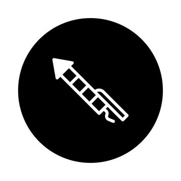 Icon of a firework rocket against a black background perfect for celebratio.. Stock Illustration