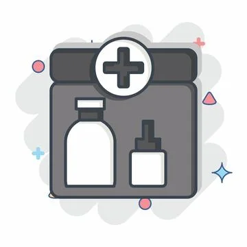 Icon First Aid Kit. related to Backpacker symbol. comic style. simple desig.. Stock Illustration