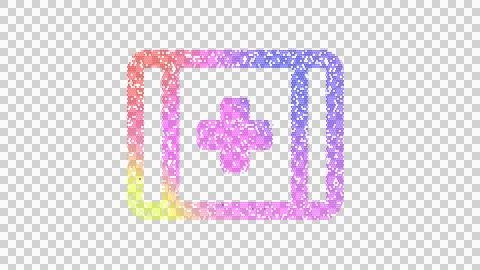 Icon first aid is made up of LED square shapes. There are bright diodes and Illustrazione stock