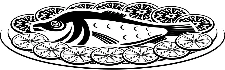 Icon of a fish dish Stock Illustration
