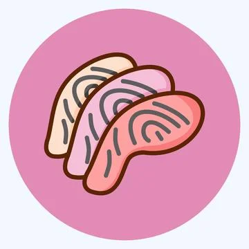 Icon Fish Fillet. suitable for Meat. flat style. simple design editable. desi Stock Illustration