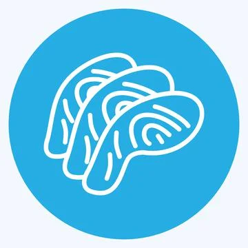 Icon Fish Fillet. suitable for Meat. blue eyes style. simple design editable. Stock Illustration